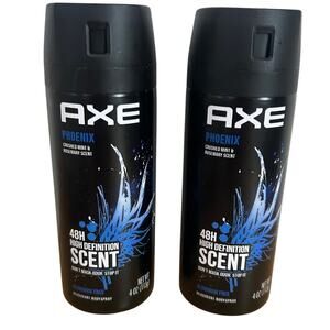 PACK OF 2 AXE PHOENIX Deodorant Body Spray 4 oz 113g 48H Crushed Mint Rose Mary